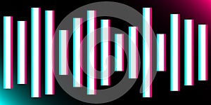 Music waves, gradient color background. Abstract sound wave stripe lines colourful equalizer isolated on black background. Social