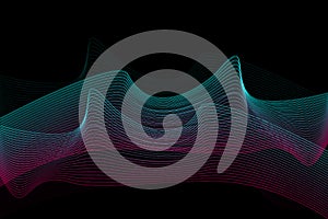 Music waves, gradient color background. Abstract sound wave stripe lines colourful equalizer isolated on black background. Social