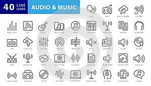 Music web icon set - outline icon set