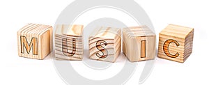 Music written on wooden blocks photo