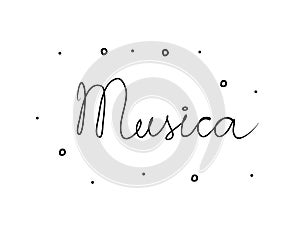 Musica phrase handwritten with a calligraphy brush. Music in spanish. Modern brush calligraphy. Isolated word black photo