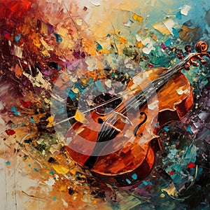 Musical background in abstract impressionist oil painting style.