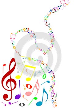 Musical background with colored music notes