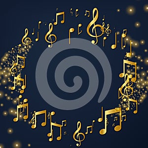 Musical background with golden site