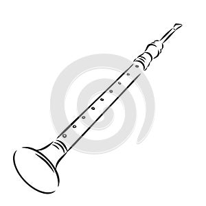 Musical background series. Traditional Indian shehnai isolated on white background. Vector illustration photo