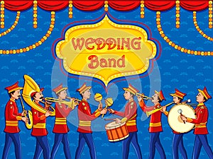 Musical band performing in barati on Indian wedding occasion