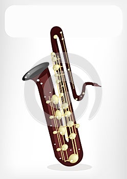 A Musical Bass Saxophone with A White Banner