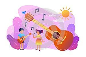Musical camp concept vector illustration.