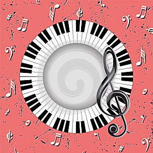 Musical card with treble clef and fingerboard