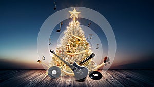 Musical Christmas Tree Vector Illustration
