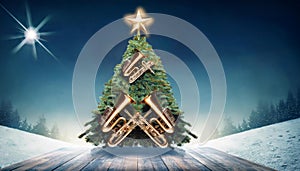 Musical Christmas Tree Vector Illustration