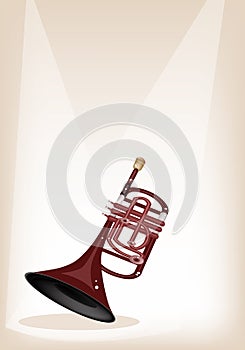 A Musical Cornet on Brown Stage Background