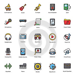 Musical Equipment Flat Icons Pack