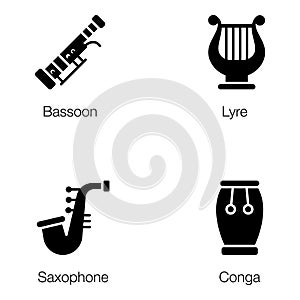 Musical Equipment glyph Vectors Pack