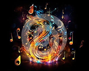 Musical explosion is a modern artistic design with fire.