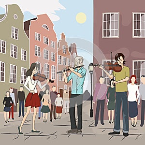 Musical flash mob at old city