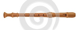 Musical flute of wood mockup, realistic style