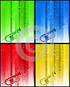 musical flyer with trumpet