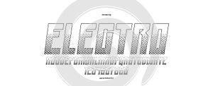 Musical font for electronic techno and trance music titles and logos and band or DJ names, vector italic typeface in a style of