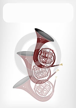 A Musical French Horn with A White Banner