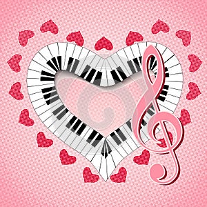 Musical heart with treble clef and fingerboard