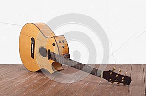 Musical instrument - Broken acoustic guitar white wall