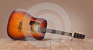 Musical instrument - Broken classic acoustic guitar brown wall