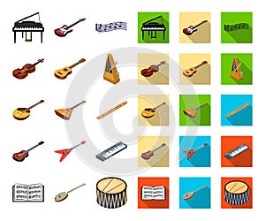 Musical instrument cartoon,flat icons in set collection for design. String and Wind instrument isometric vector symbol