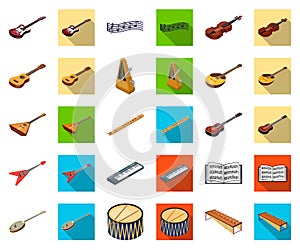 Musical instrument cartoon,flat icons in set collection for design. String and Wind instrument isometric vector symbol