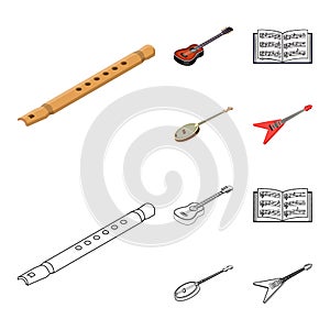 Musical instrument cartoon,outline icons in set collection for design. String and Wind instrument isometric vector