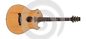 Musical instrument - Front view Broken acoustic guitar isolated