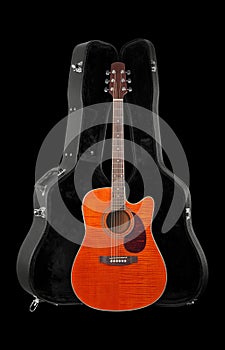 Musical instrument - Front view orange electro acoustic guitar i