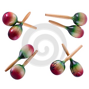 Musical instrument a maracas on the isolated background photo