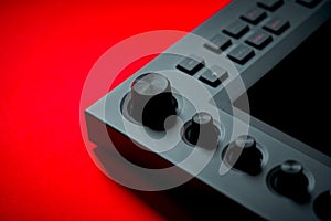 Musical instrument, sampler on a red background