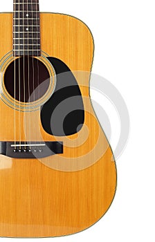 Musical instrument - Silhouette of a Front view classic vintage acoustic guitar. Isolated