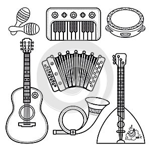 Musical instruments. Children's toys. Set.