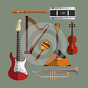 Musical instruments collection. Music icon vector