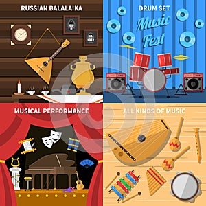 Musical Instruments Concept Icons Set