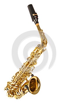 Musical Instruments Concepts. Alto Saxophone Isolated Over White