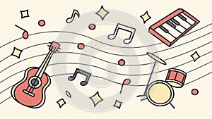 Musical Instruments Doodle Pattern Vector Art, vector design Generative AI
