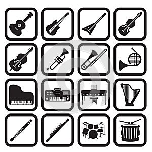 Musical instruments icon set