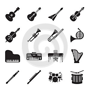 Musical instruments icon set