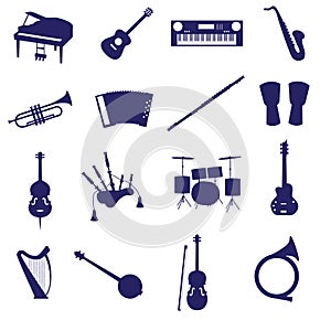 Musical instruments icon set eps10