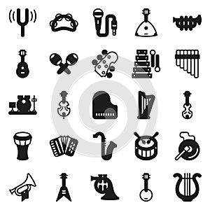 Musical instruments icon set on white background