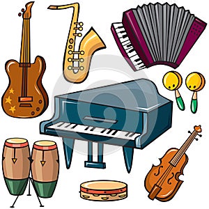 Musical instruments icons set