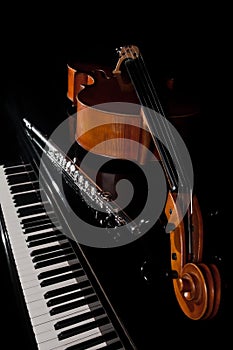 Musical instruments lying on the piano