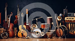 musical instruments, musical instruments wallpaper, abstract music background, hd musical instruments banner