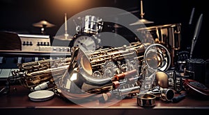 musical instruments, musical instruments wallpaper, abstract music background, hd musical instruments banner
