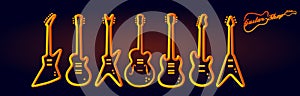 Musical instruments neon tubed silhouette abstract design concept rock band performance electric guitar set