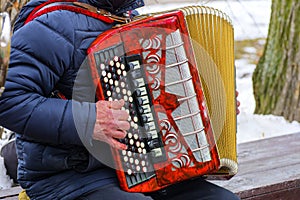 Musical instruments. Orchestra performance at the festival